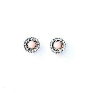 Rose Pink Crystal Vintage Gold Stud Earrings